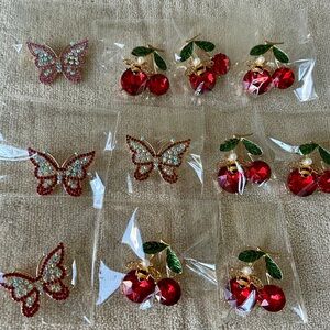 Bundle Of 11 - Butterfly and Cherry Bumblebee Brooches